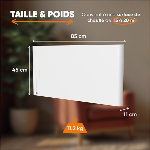 BESTHERM - Radiateur électrique fixe à inertie sèche céramique - BESTHERM - ALBA 2000W - horizontal blanc - large