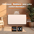 BESTHERM - Radiateur électrique fixe à inertie sèche céramique 2000W ARIA horizontal blanc - vignette