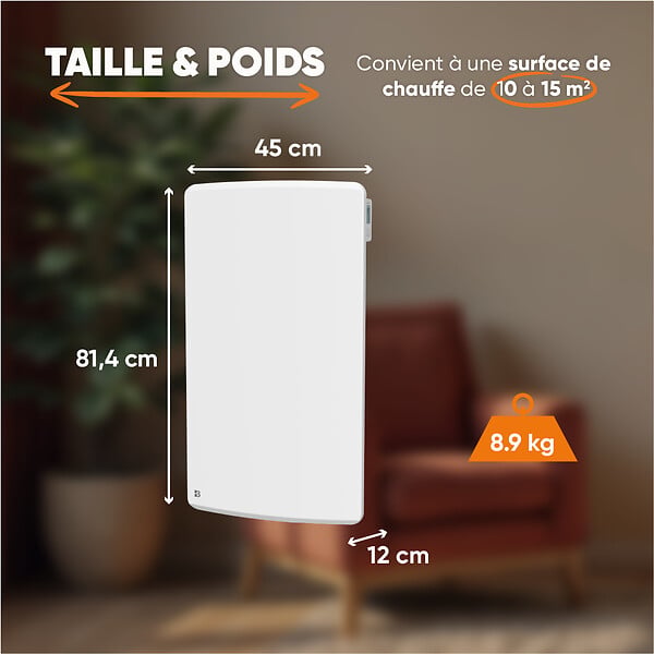 BESTHERM - Radiateur électrique fixe à inertie sèche céramique - BESTHERM - ARIA 1500W  - vertical blanc - large