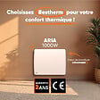 BESTHERM - Radiateur électrique fixe à inertie sèche céramique 1000W ARIA horizontal blanc - vignette