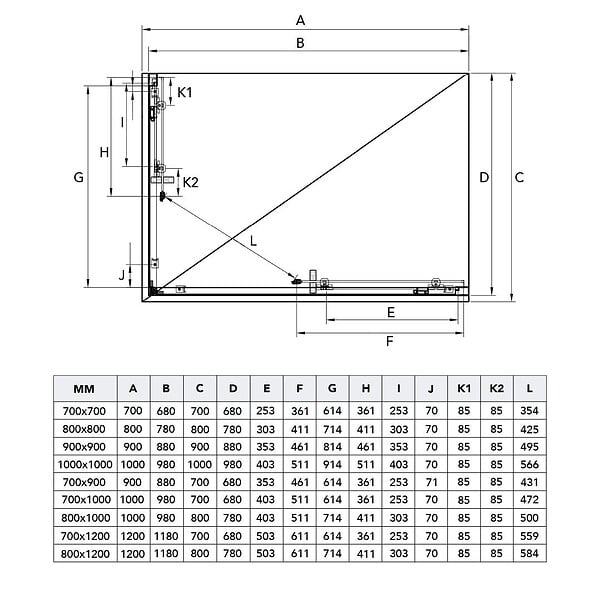 KIAMAMI VALENTINA - Porte De Douche 70X90 Cm Angulaire Verre Transparent | Giada - large