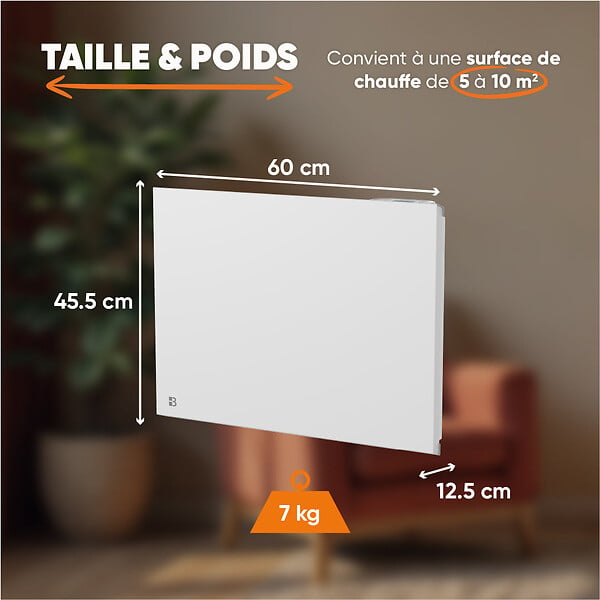BESTHERM - Radiateur électrique fixe connecté WIFI à inertie sèche céramique 1000W NESSA CONNECT horizontal blanc - large