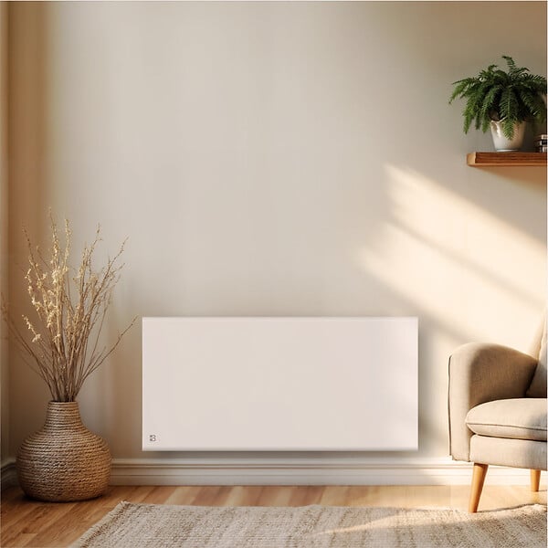 BESTHERM - Radiateur électrique fixe à inertie sèche - Double cœur de chauffe - BESTHERM - FREYA 2000W - horizontal blanc - NF - large