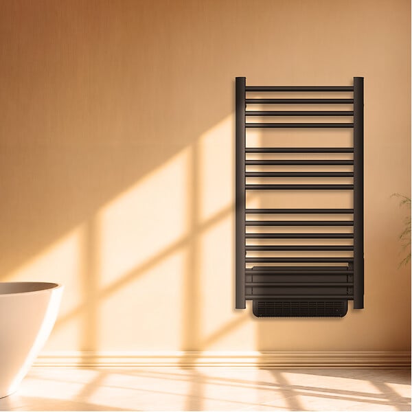 BESTHERM - Sèche-serviette électrique sans fluide avec soufflerie - BESTHERM - HESTIA 500 + 1000W - noir - large
