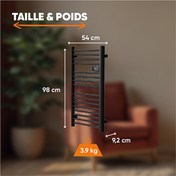 BESTHERM - Sèche-serviette électrique sans fluide - BESTHERM - HESTIA 500W - noir - large