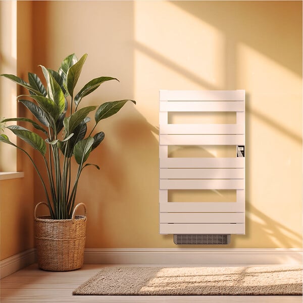 BESTHERM - Sèche-serviette électrique sans fluide avec soufflerie - BESTHERM - HANAE 500 + 1000W - blanc - NF - large