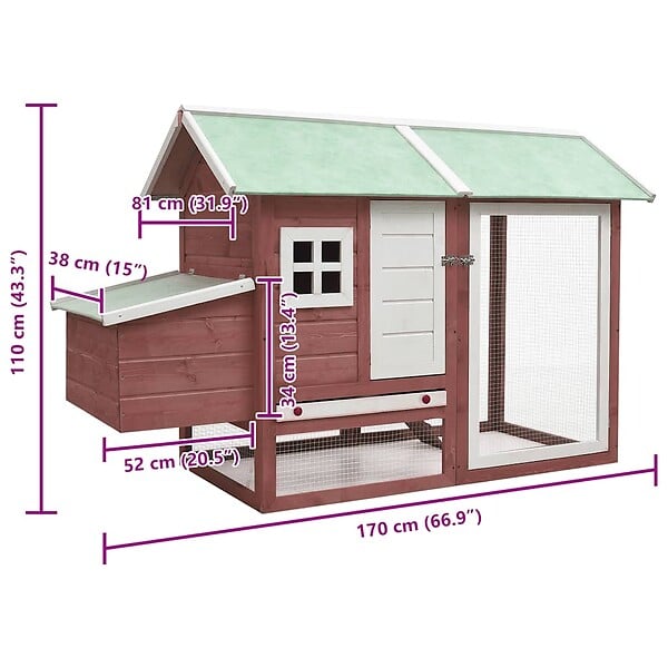 VIDAXL - vidaXL Poulailler Moka 170x81x110 cm Bois de pin massif et sapin - large