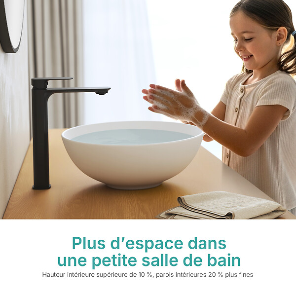 EMKE - EMKE Vasque à Poser en céramique 415 × 415 ×155 mm, Lavabo salle de bain Ronde, Lavabo à poser blanc mat - large