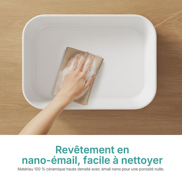 EMKE - EMKE Vasque à poser céramique 45×32×11cm, Lavabo salle de bain rectangulaire, Lavabo en céramique blanc brillant - large