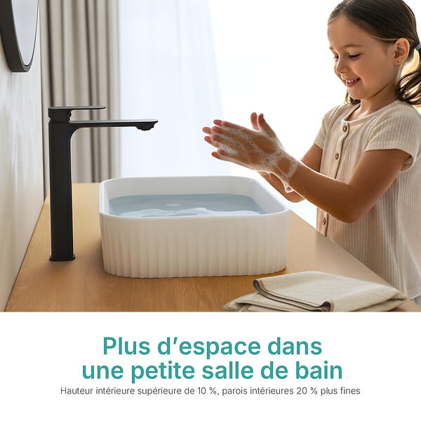 EMKE - EMKE Vasque à poser céramique 45×32×11cm, Lavabo salle de bain rectangulaire, Lavabo en céramique blanc brillant - large