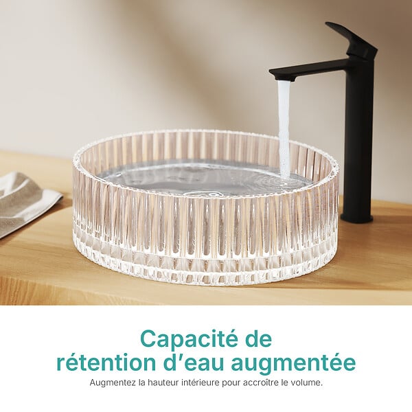 EMKE - EMKE Vasque à Poser en Verre Cristal 400 × 400 ×120 mm, Rond, Lavabo en Verre Iridescent - large