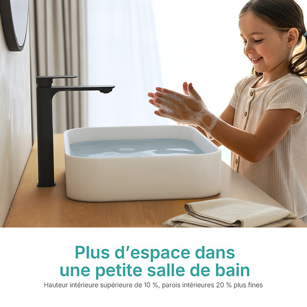 EMKE - EMKE Vasque à poser céramique 505×370×110 mm, Lavabo salle de bain rectangulaire, Lavabo en céramique blanc brillant - large