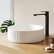 EMKE - EMKE Vasque à Poser en céramique 360 × 360 ×115 mm, Lavabo salle de bain Ronde, Lavabo à poser blanc brillant - vignette