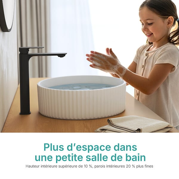 EMKE - EMKE Vasque à Poser en céramique 360 × 360 ×115 mm, Lavabo salle de bain Ronde, Lavabo à poser blanc brillant - large