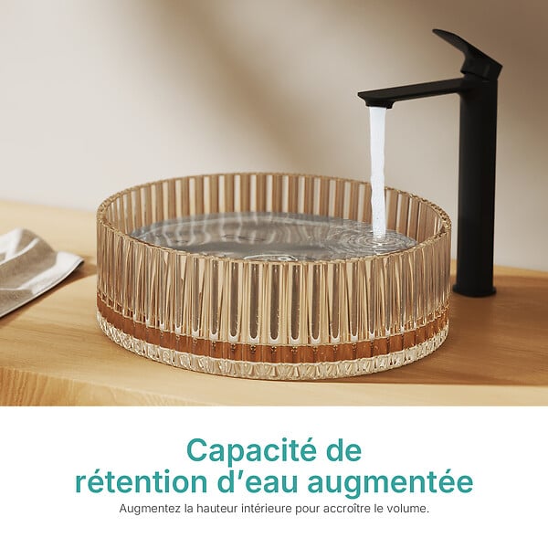 EMKE - EMKE Vasque à Poser en Verre Cristal 400 × 400 ×120 mm, Rond, Lavabo en Verre Or Rose - large