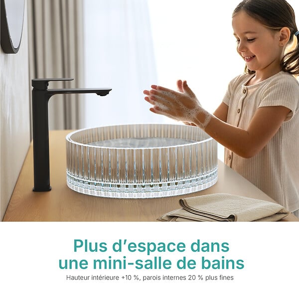 EMKE - EMKE Vasque à Poser en Verre Cristal 400 × 400 ×120 mm, Rond, Lavabo en Verre Transparent - large