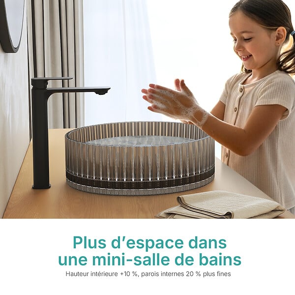EMKE - EMKE Vasque à Poser en Verre Cristal 400 × 400 ×120 cm, Rond, Lavabo en Verre Noir - large