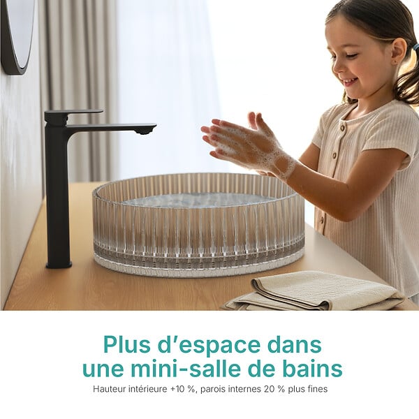 EMKE - EMKE Vasque à Poser en Verre Cristal 400 × 400 ×120 mm, Rond, Lavabo en Verre Transparent Gris - large