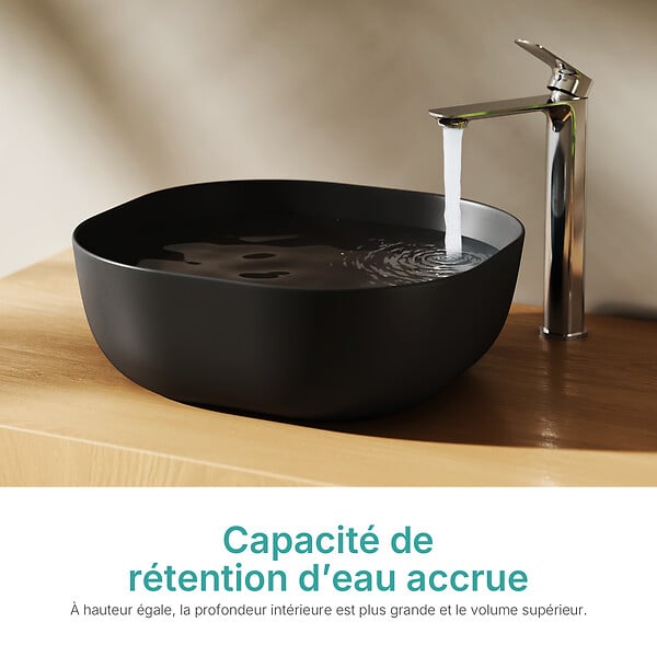 EMKE - EMKE Vasque à poser céramique 415×415×145 mm, Lavabo salle de bain carré, Lavabo en céramique noir mat - large