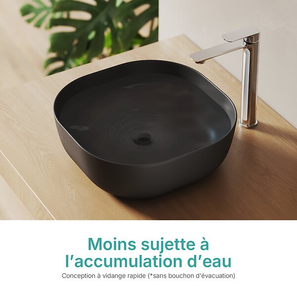 EMKE - EMKE Vasque à poser céramique 415×415×145 mm, Lavabo salle de bain carré, Lavabo en céramique noir mat - large