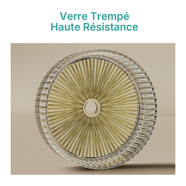 EMKE - EMKE Vasque à Poser en Verre Cristal 400 × 400 ×120 mm, Rond, Lavabo en Verre Or  Champagne - large