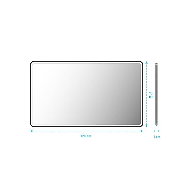 AURLANE - Miroir salle de bain avec eclairage LED et contour noir - 120x70cm - GO BLACK LED - large