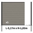 DECKLINEA - Kit Clôture Bois Composite Platine 9x1,8m RIO - Poteaux en Aluminium Noir - Brise Vue - Palissade - vignette