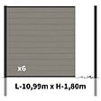 DECKLINEA - Kit Clôture Bois Composite Platine 11x1,8m RIO - Poteaux en Aluminium Noir - Brise Vue - Palissade - vignette