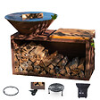 GRILL'CHIC - Pack Privilege Brasero Traditionnel Corten 83 Double Cuve - Avec rangement bois - vignette