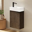 EMKE - EMKE Meuble de Salle de Bain Suspendu avec Vasque en Céramique, Meuble Vasque Chêne 417x240x646 mm pour Salle de Bains & WC - vignette