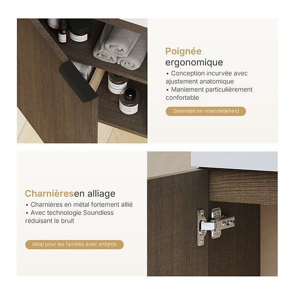 EMKE - EMKE Meuble de Salle de Bain Suspendu avec Vasque en Céramique, Meuble Vasque Chêne 417x240x646 mm pour Salle de Bains & WC - large