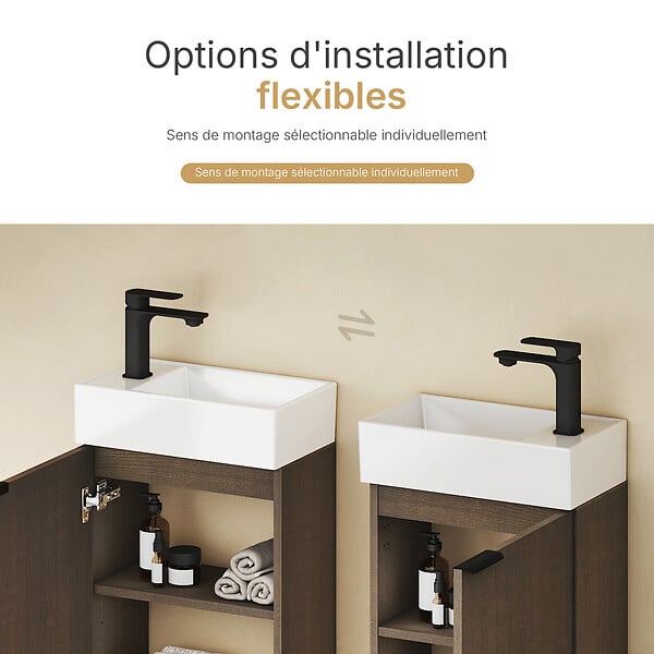 EMKE - EMKE Meuble de Salle de Bain Suspendu avec Vasque en Céramique, Meuble Vasque Chêne 417x240x646 mm pour Salle de Bains & WC - large