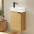 EMKE - EMKE Meuble de Salle de Bain Suspendu avec Vasque en Céramique, Meuble Vasque Bois Naturel 417x240x646 mm pour Salle de Bains & WC - vignette