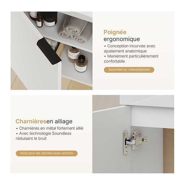 EMKE - EMKE Meuble de Salle de Bain Suspendu avec Vasque en Céramique, Meuble Vasque Blanc 417x240x646 mm pour Salle de Bains & WC - large