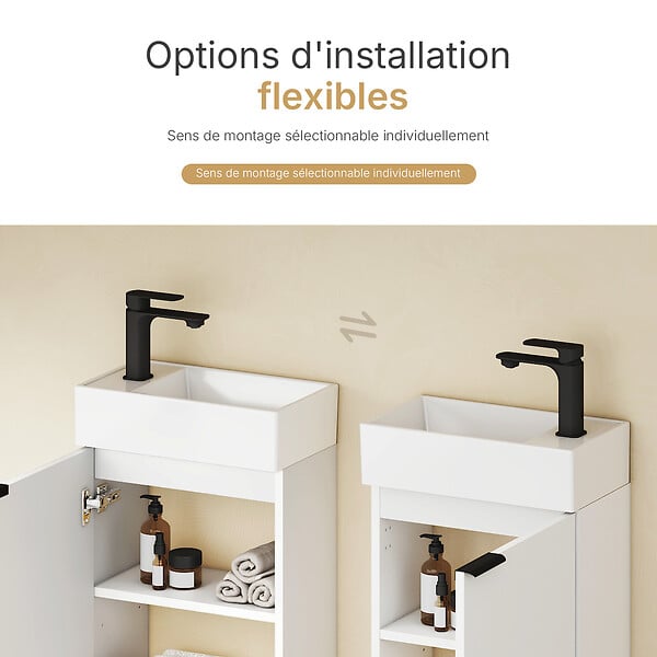 EMKE - EMKE Meuble de Salle de Bain Suspendu avec Vasque en Céramique, Meuble Vasque Blanc 417x240x646 mm pour Salle de Bains & WC - large