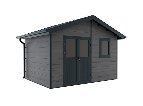 DIRECT-ABRIS - Abri de Jardin Composite ISORA - 12m2 Gris - Cabane Atelier / Abri Velo - large
