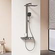 EMKE - EMKE Colonne de douche Gris Anthracite avec plaque de 40 cm, douche à effet pluie de 36 cm, douchette à main avec 4  in 1 jets Système de douche - vignette