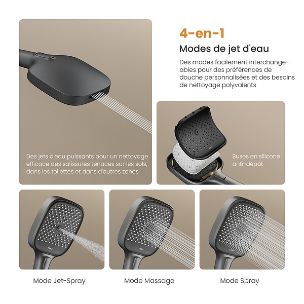 EMKE - EMKE Colonne de douche Gris Anthracite avec plaque de 40 cm, douche à effet pluie de 36 cm, douchette à main avec 4  in 1 jets Système de douche - large