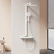 EMKE - EMKE Colonne de douche Blanc avec plaque de 40 cm, douche à effet pluie de 36 cm, douchette à main avec 4  in 1 jets Système de douche - vignette