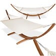 TECTAKE - Hamac sur pied 2 personnes bois blanc en coton polyester 415x150x124 cm - vignette