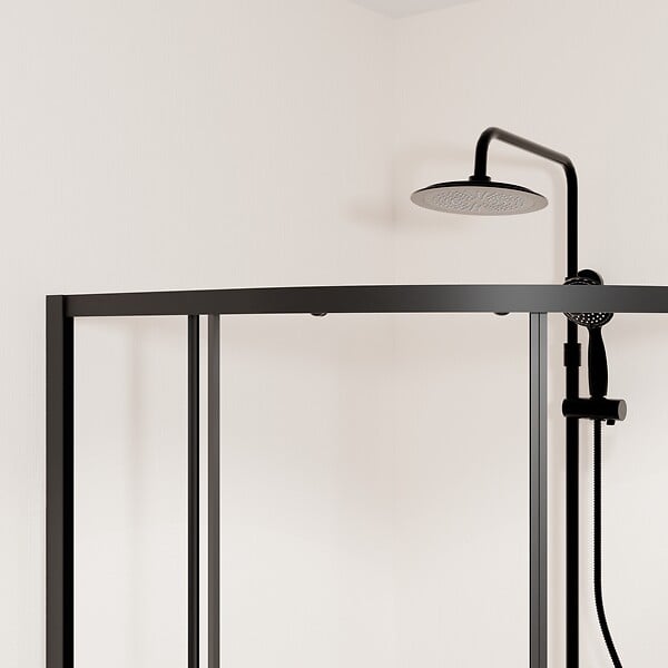 AURLANE - Ensemble portes de douche coulissantes quart de cercle Noir 90x90x185cm - BLACK SLIDE 90 - large