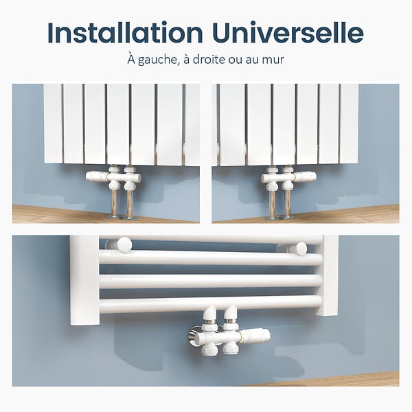 EMKE - EMKE Robinet de Radiateur, Robinet Thermostatique pour Radiateur avec Contrôleur de Température, Blanc - large