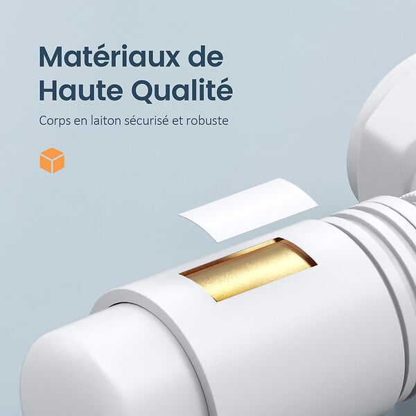EMKE - EMKE Robinet de Radiateur, Robinet Thermostatique pour Radiateur avec Contrôleur de Température, Blanc - large