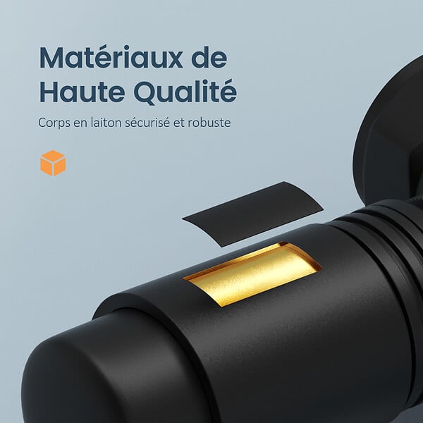 EMKE - EMKE Robinet de Radiateur, Robinet Thermostatique pour Radiateur avec Contrôleur de Température, Noir Mat - large