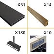 DECKLINEA - Kit Terrasse Composite ATLANTA 10m² Anthracite- 31 Lames de Terrasse (220 x 14.5 x 2.25 cm) - Garantie 15 ans - Fixation par Clips - vignette