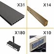 DECKLINEA - Kit Terrasse Composite ATLANTA 10m² Platinium- 31 Lames de Terrasse (220 x 14.5 x 2.25 cm) - Garantie 15 ans - Fixation par Clips - vignette