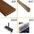 DECKLINEA - Kit Terrasse Composite NAVIA 30m² - Teck - 91 lames de terrasse (220 x 14.5 x 2.2 cm) - Fixation par Clips - Terrasse Livraison Rapide - vignette