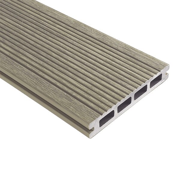DECKLINEA - Kit Terrasse Composite NAVIA 20m² - gris clair - 61 lames de terrasse (220 x 14.5 x 2.2 cm) - Fixation par Clips - Terrasse Livraison Rapide - large