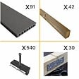 DECKLINEA - Kit Terrasse Composite ATLANTA 30m² - 91 Lames de Terrasse (220 x 14.5 x 2.25 cm) - Platinium - Garantie 15 ans - Fixation par Clips - vignette
