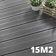 DECKLINEA - Kit Terrasse Composite ATLANTA 15m² - 46 Lames de Terrasse (220 x 14.5 x 2.25 cm) - Platinium - Garantie 15 ans - Fixation par Clips - vignette